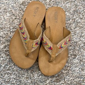 Roxy Tan Sandals with Woven Straps
